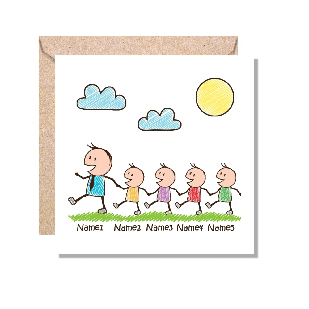 MUGGZ Personalised - Daddy Card with 4 Kids - Personalise with Names - Gift for Dads - Giftset - Made in The UK — image 1