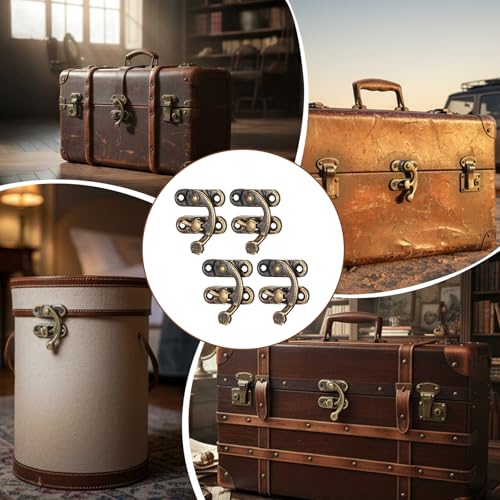 4 Stück Antike Vorhängeschloss Spannverschluss, Vintage Schnell Verschluss Rechte Riegelhaken Haspe Riegel Bronze Schwingenriegel Mit Schrauben Für Möbel Holzkisten Schmuck Kästchen