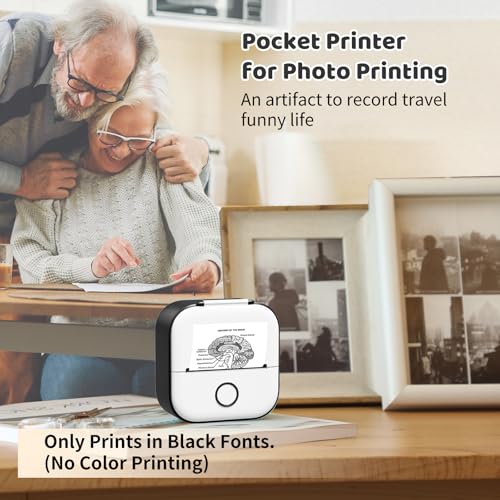 Image of Ponek Mini Sticker Printer - T02 Mini Printer Sticker Maker, Print Pod with 1 Roll Paper, Thermal Portable Sticky Note Pocket Machine for Journal, Photos, Notes, Diagrams