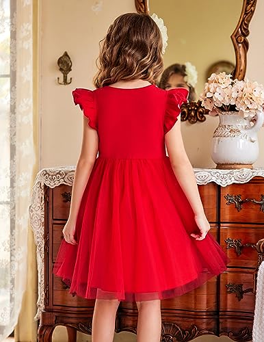 Image of Arshiner Toddler Tutu Dress Little Girls Fluffy Summer Dresses Casual Party Tulle Sundress for Kids 2-6Y