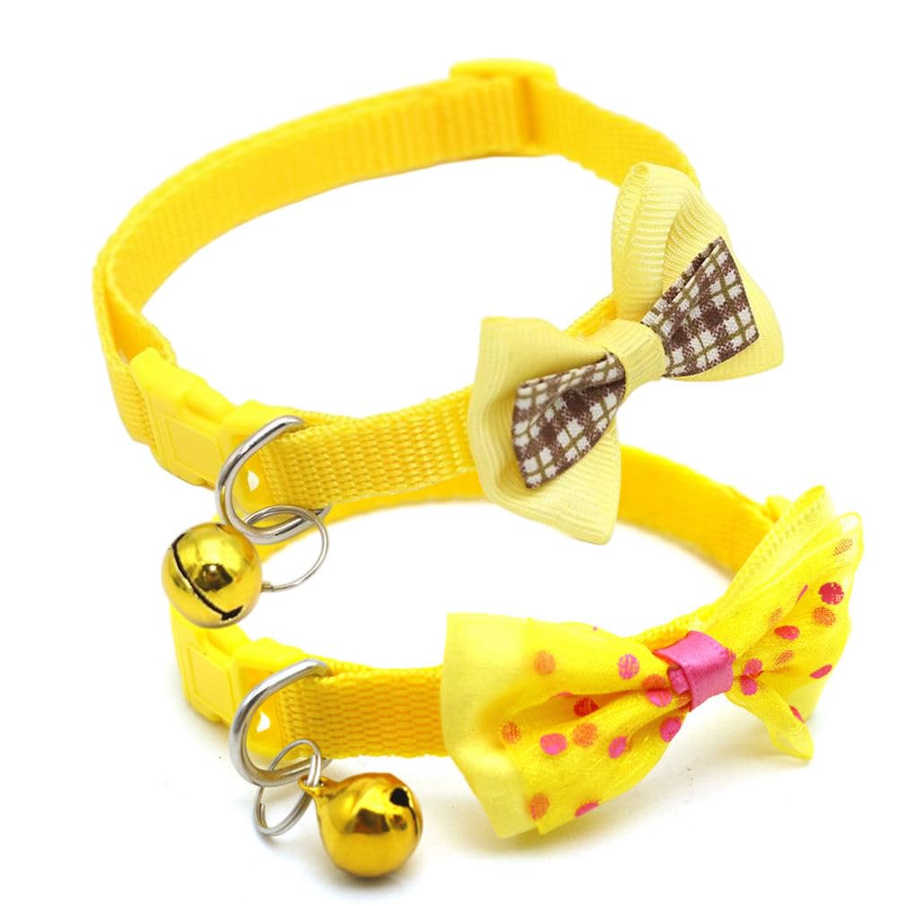Colliers jaunes pour chiot anti-perte avec clochette pour petits chatons de taille XS