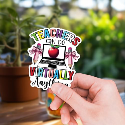 Image of Teacher Sticker 8 Pcs (Large Size) Vinyl Stickers Laptop Waterproof Decal for Car Bumper Water Bottle Notebook Luggage Window Funny Party Birthday Decorations - Size 4 Inches