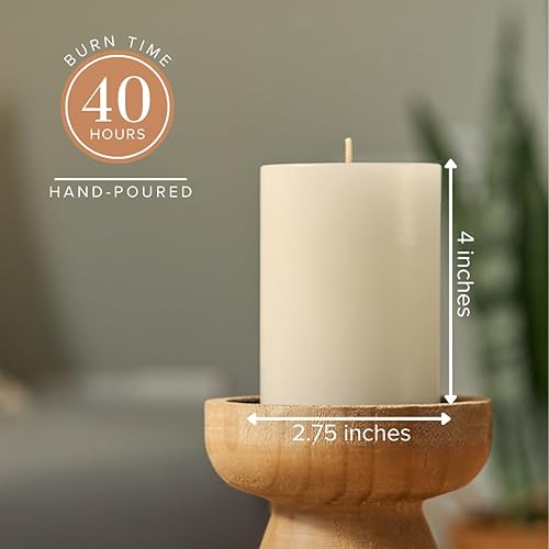 Miniatura 7 de Simply Soson Juego de 6 velas rústicas de pilar de cáscara de huevo marfil sin perfume, pilares de 3 x 4 pulgadas, vela grande para portavelas, 60