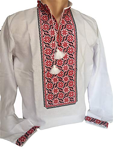 Ukrainian Embroidered Full Sleeve Shirt, Sorochka for Men, Ethnic New Traditional Patriotic White