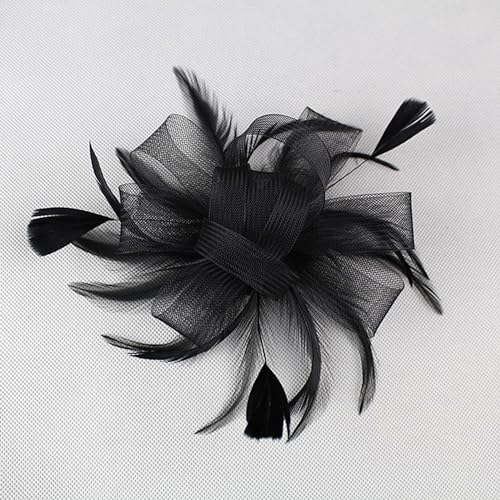 Dressfan Womens Fascinator Hat Headpiece Vintage Wedding Mesh Feather Flower Hair Clip,20S 50S Headband Hair Accessories Headwear For Kentucky Derby/Wedding/Cocktail/Tea Party,Black thumb #2