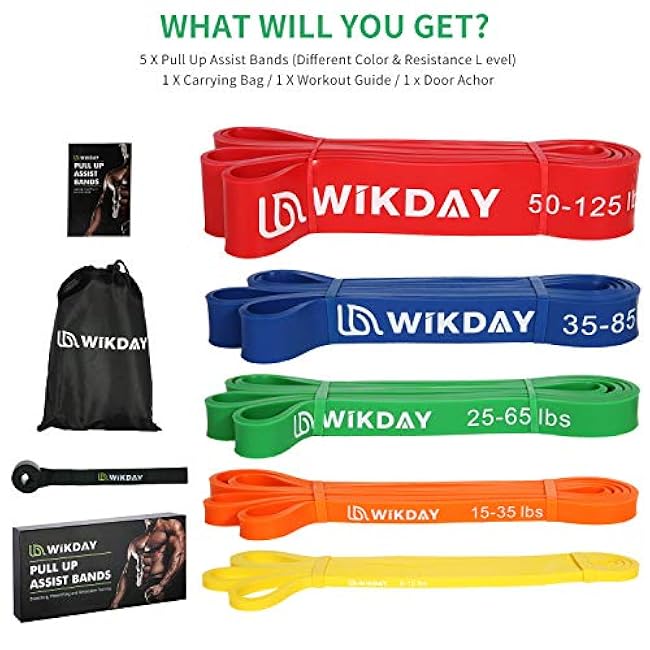 Resistance Bands, Pull Up Bands, Workout Bands for Exercise, Thick Heavy Resistance Band Set with Door Anchor, Elastic Bands for Body Stretching, Crossfit Training at Home/Gym Men & Women Women