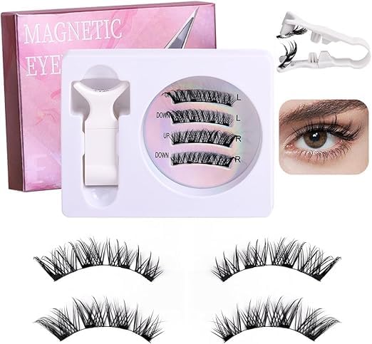 Magnetic False Eyelash Kit Glue-Free Easy-to-Apply Natural-Looking Magnetic Eyelashes with Magneti Alignment for Beginners and Daily Use