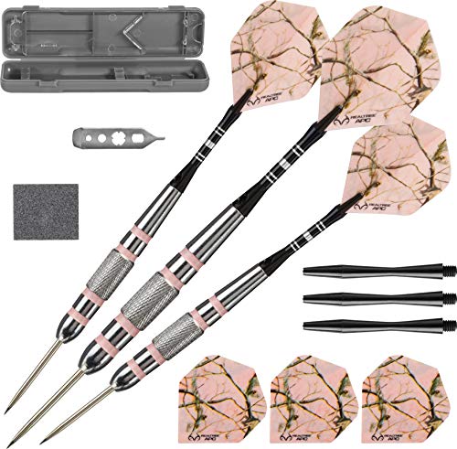 Fat Cat Realtree APC Pink Camo Steel Tip Darts with Storage/Travel Case, 23