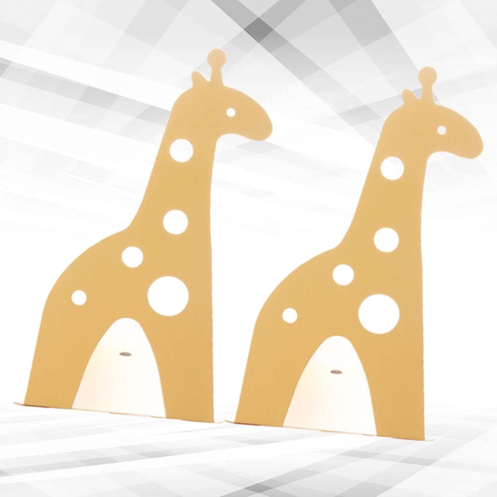 TELONI Book Ends Metal Bookends Giraffe Heavy Duty Shelf Supports Decorative Shelves Study Stand Holder Pattern Iron Bookends (Blue)