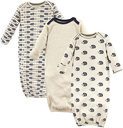 Touched by Nature Unisex Baby Organic Cotton Gowns, Hedgehog, 0-6 Months US