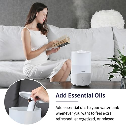 Aromacare Humidifiers For Bedroom, 4L Cool Mist Large Humidifier With Essential Oil Diffuser, Ultrasonic Top Fill Humidifier For Baby Home, Sleep Mode, Adjustable Mist Output, Auto Shut-Off #TOP2