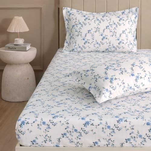 Image of Home Elegance from House of Mytrident | Linen Feel Bed Sheet for Double Bed King Size with Two Pillow Covers | Ultrasoft | Floral 274cm x 250cm | myTrident - Orchard Mustard
