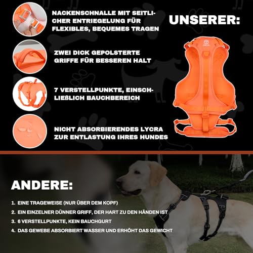 Arblina Hundegeschirr, Sicherheitsgeschirr Hund für Mittelgroße/Große Hunde, Hundegeschirr Ausbruchsicher mit Doppelt Griff, Leichte No Escape Panikgeschirr für Hunde, Orange M