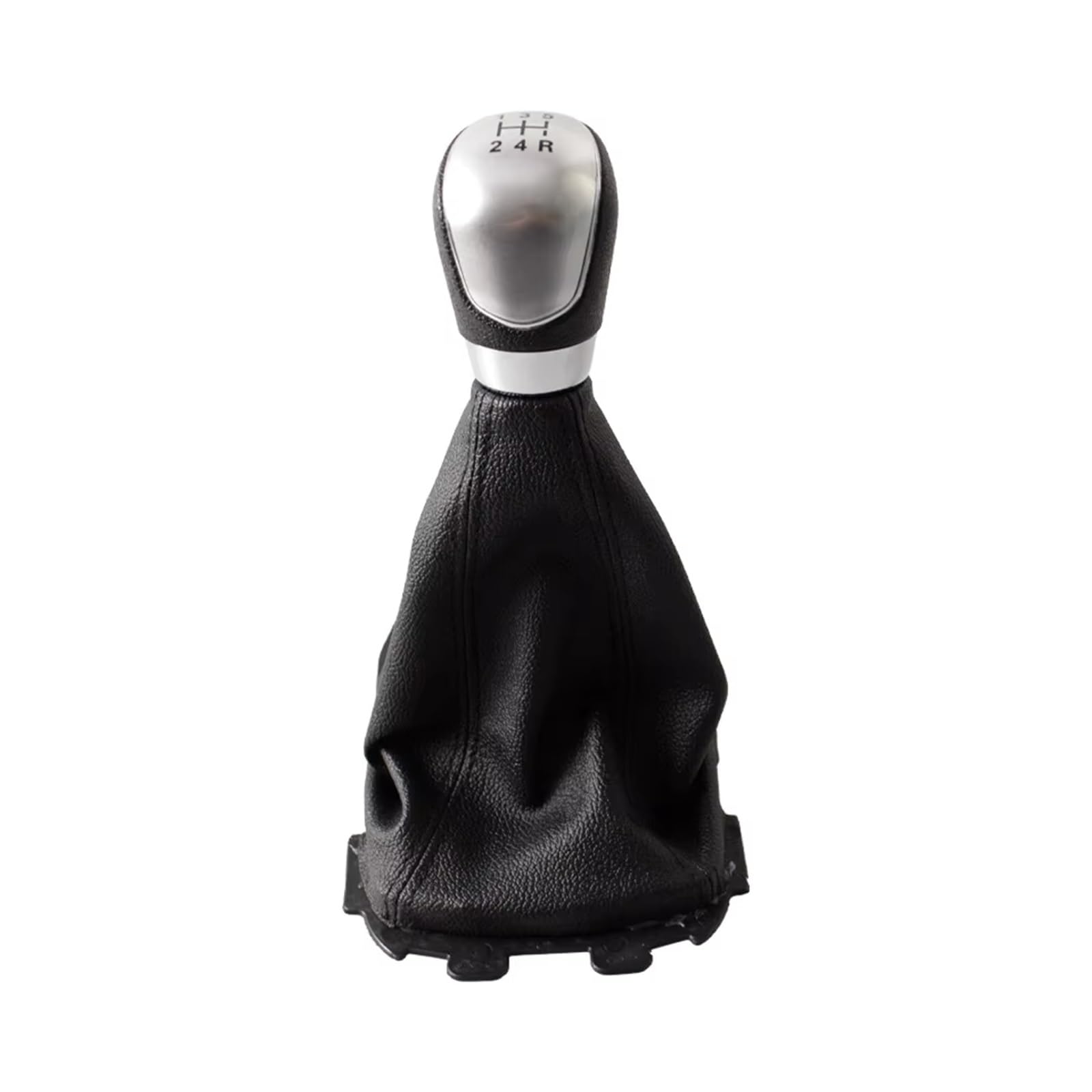 GHQFROP Transmission Gear Shift Knob for for Ecosport 2013-2018 Manual Gear Shift Knob with Black PU Leather Gaiter Boot Cover Car Gear Stick Knob(5 Speed Silver)