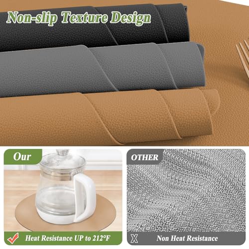 KERYCHIN Round Silicone Place Mats and Coasters Set, Heat-Resistant 450 °F, Non-Slip and Waterproof, Easy to Clean - Image 3