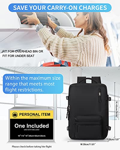 Vecave Travel Backpack For Women,Airline Approved Carry On Backpack Flight Approved,Waterproof 14 Inch Laptop Backpack With Shoe Compartment Casual Daypack Backpacks Black #TOP1