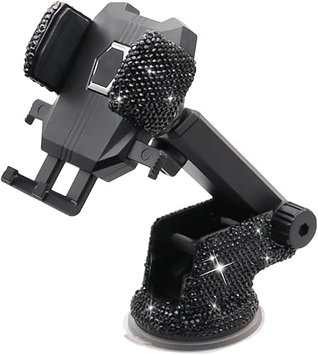 Miniatura 1 de LYCARESUN Soporte para teléfono con diamantes de imitación brillantes para mujeres y niñas, accesorios de automóvil para salpicadero de parabrisas,