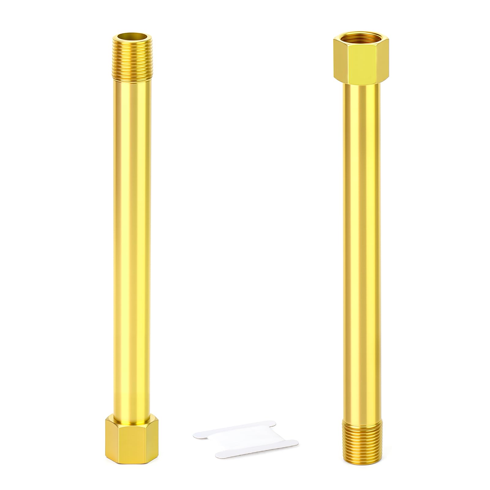 2Pcs Brass Nipple Pipe, 1/8" BSP Female to Male Threaded, 150MM Length Straight Pipe Fitting Extension Adapter, Reducer Converter Connector for Drainage