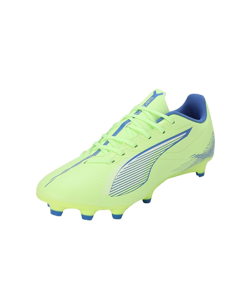 PUMA Unisex Adults Ultra 5 Play FG/AG Soccer Shoe, Fizzy Apple-PUMA White-BLUEMAZING, 8.5 UK