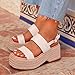 EQAUDES Women's Platform Sandals Summer Wedge Espadrilles Comfortable White Beach Raffia Sandal Cute Straw Woven Vacation Sandals Dressy Buckle Ankle Strap Shoes