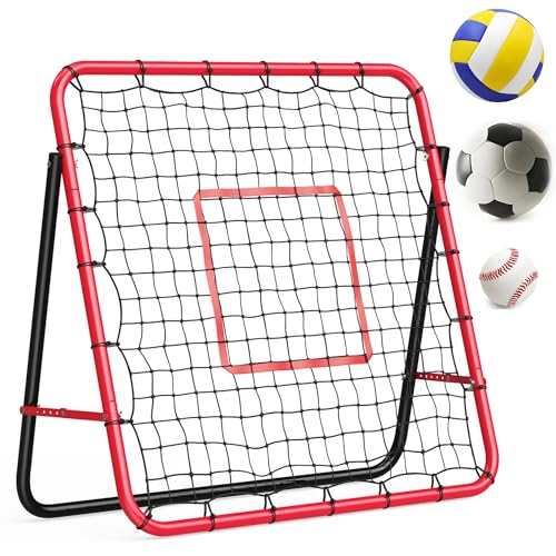 4x4Ft or 5x4Ft Adjustable Sport Rebounder Net for Soccer, Baseball, Volleyball and Softball, for Passing, Throwing, and Ball Control, Portable for Improve Sport Training Skills for Backyard