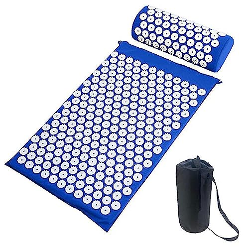 MOSHTU Alfombrilla de acupresión para aliviar el dolor de espalda y cuello, FSA/HSA Aligabile juego de almohadillas y almohadillas con puntos de pico y bolsa portátil para relajación muscular y alivio