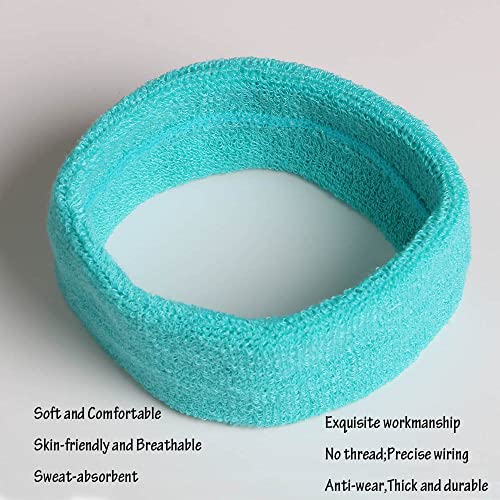Image of Cotton Sweatband Headbands,Pack of 12,Elastic Stretchy Sport Terry Cloth Sweat Bands,Yoga Workout Fitness Exercise Basketball Headband