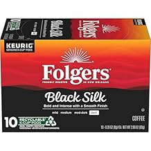 Folgers Black Silk Coffee, Dark Roast, Keurig K-Cup Pods, 10 Count Box