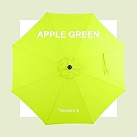 Vista 8 de Tempera Sombrillas de patio a rayas para exteriores, con manivela y botón de inclinación, inclinación automática, 8 varillas de acero, toldo de alta