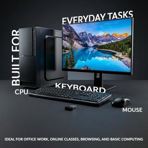 Image of Core i5 Assembled Desktop PC | 8GB RAM | 500GB HDD + 128GB SSD | Windows 11 Home | 19 Inch Monitor | Complete Set with Keyboard & Mouse | Black