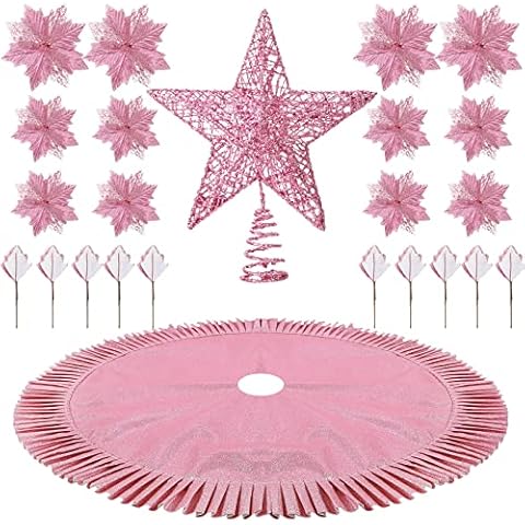 38-teiliges Weihnachtsbaumschmuck-Set enthält Pailletten-Weihnachtsbaumrock Cover
