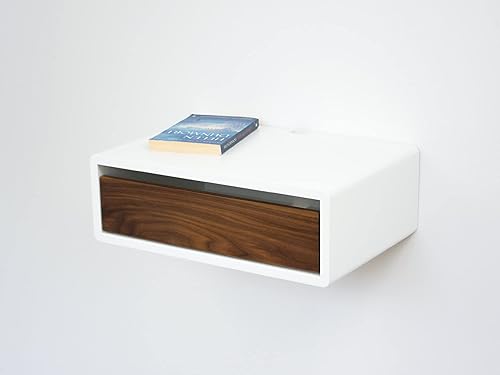 Miniatura 2 de Mid Century Moderno soporte de noche flotante, estilo retro, mesita de noche de montaje en pared, mesa auxiliar