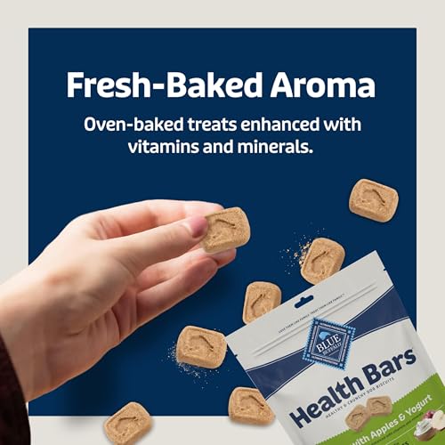Image of Blue Buffalo Health Bars Mini Crunchy Dog Biscuits, Oven-Baked with Natural Ingredients, Apples & Yogurt, 16-oz Bag (Pack of 4)