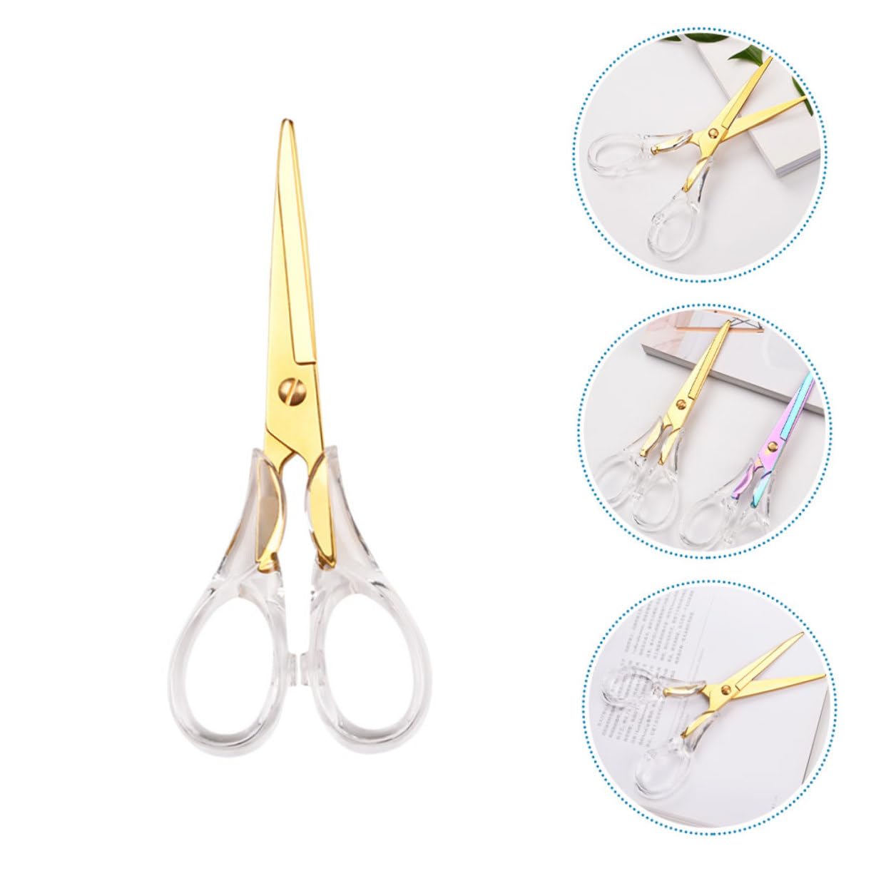 SHINEOFI 2pezzi Forbici Da Cucito Multifunzione Inossidabile Con Manico Trasparente Per Ufficio e Hobby Creativi Per Tessuti e Filo Colore Casual Variabile