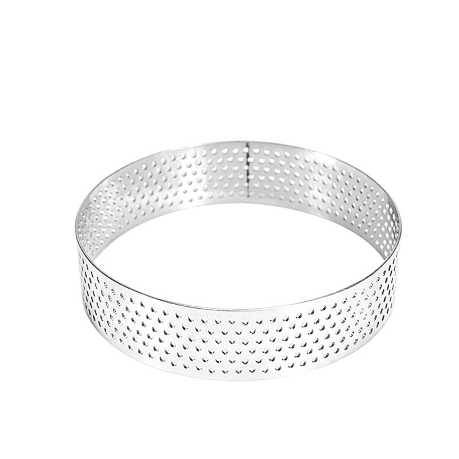 Lot de 10 anneaux à tarte perforés en acier inoxydable 304 anti-adhésif pour pâtisserie, dessert, petites croûtes de tartelettes aux fruits
