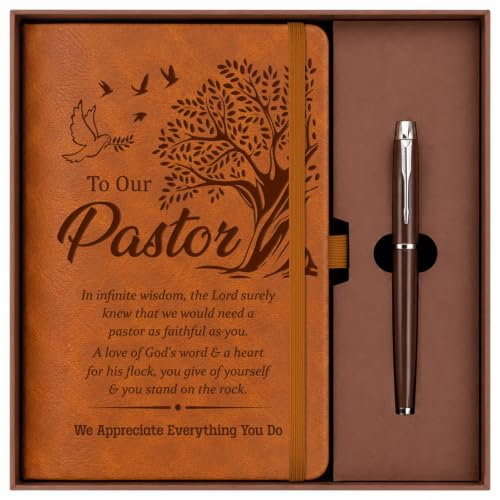Pastor Appreciation Gifts for Men, Leather Journal Notebook With Pen