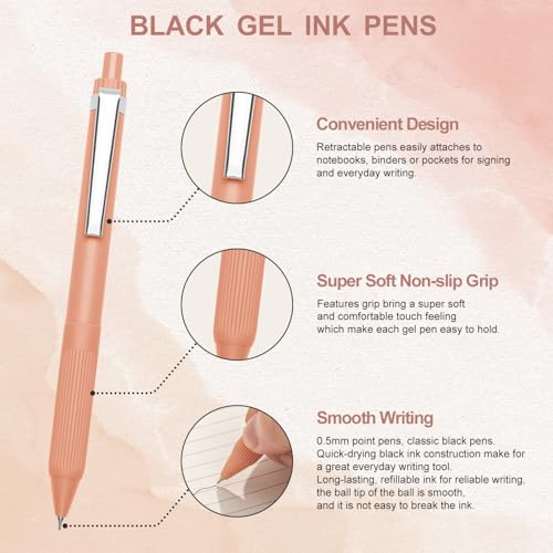 Image of Linbsunne Gel Pens Black Ink Pens for Office 0.5mm Fine Point Pens Smooth Writing Retractable Work Pen (Metal clip-12 pcs)
