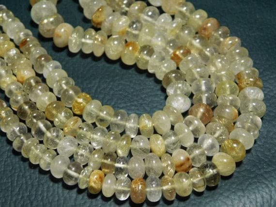 Quartz rutilé doré AA perles rondelles de qualité gemme pour bijoux fins