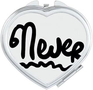 Never Funny Quote Handwrite Mirror Heart Portable Hand Pocket Makeup
