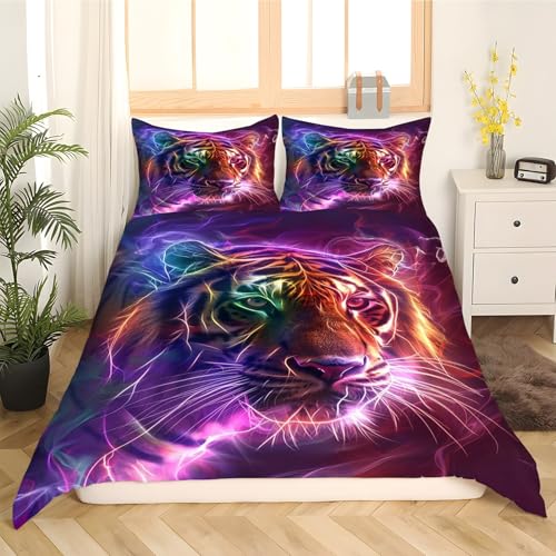 Ensemble de lit reversible tigre et housse de couette 240x260 cm - 6