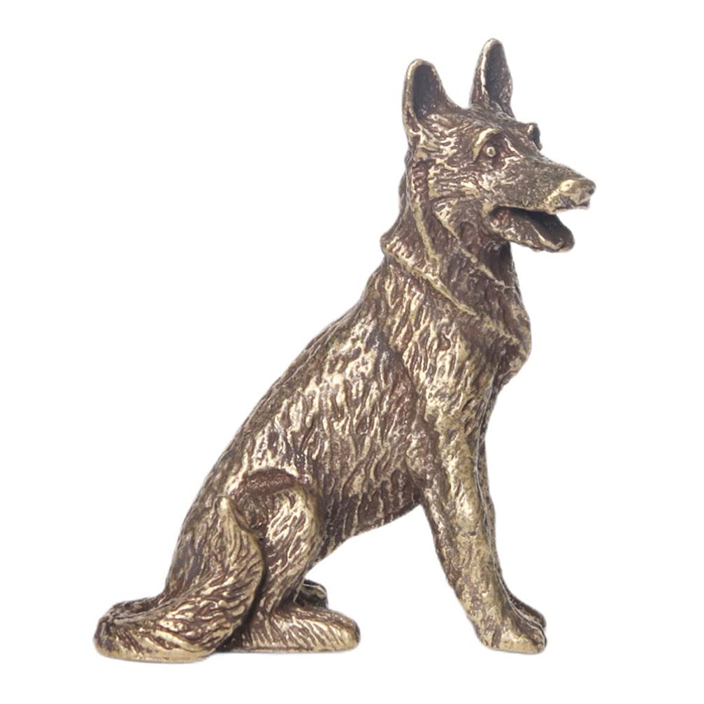 ULTNICEBrass Dog Figurine Feng Shui Ornament Wealth Figure Statue Sculpture Decoration Collectible Gift Chinese Tea Pet Home Decor (Golden)