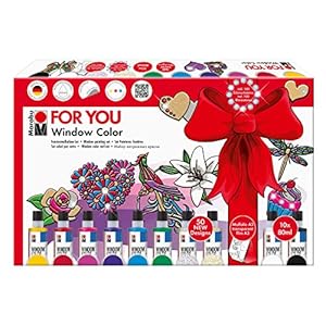 Marabu 0406000000116 – Window Color fun & fancy, For You, transparante verf op waterbasis, verwijderbaar van gladde…