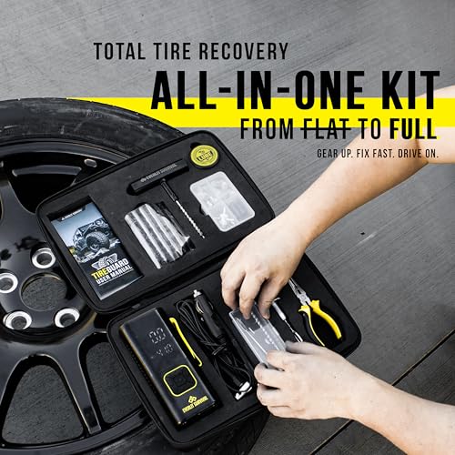 EVERLIT All-in-One Tire Repair Kit with Air Compressor – 150 PSI Portable Cordless Tire Inflator & Plug Kit – Flat Tire Emergency Roadside Kit for Car, SUV, Truck & Motorcycle Fast Repair & Inflation - Image 3