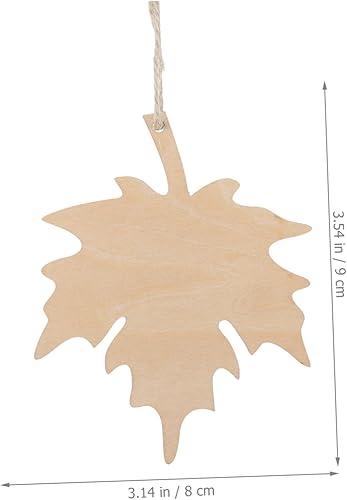 Miniatura 8 de 21 piezas de adornos de madera de hoja de arce, recortes de madera de Acción de Gracias, sin terminar, hojas colgantes en blanco, rebanadas de