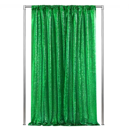 Image of Green Sequin Backdrop Curtains-1 Panel 3FTx8FT Green Backdrop for Wedding, Glitter Party Decorations Background Drapes for Birthday Party Anniversary Graduation Photo Booth Decor