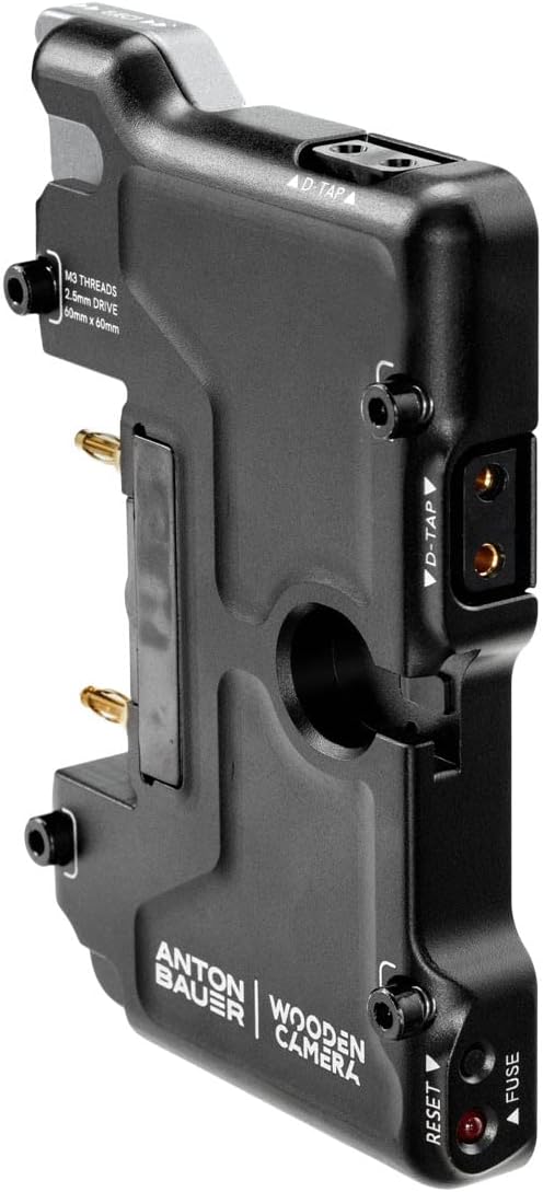 Wooden Camera Universal Battery Plate for Micro and Full-Sized Batteries, with 2 D-Taps for Accessory Power and a Resettable 9A Digital E-Fuse (V-Mount)