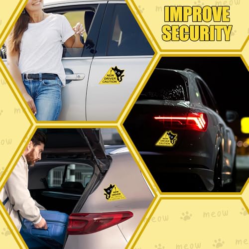 OuryTech Anfänger Schild Auto, 3 Stück Fahranfänger Aufkleber, Katzen Magnetschild Auto, Funny New Driver Magnet, Bitte Geduld, Sicherheitshinweise Für Fahranfänger, Geschenk Für Führerschein