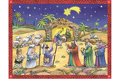Calendario de Adviento grande 24 Puertas 355 x 260 mm - Belén - 3 Reyes y Pastores y Ovejas Cover