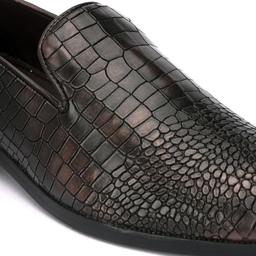 Image of San Frissco Mens Bm 2022 San Frissco Men's Loafers Handcrafted Casual Slip On Shoes Textured Upper /Soft Cushioned Footbed with TPR Sole /Comfortable Lightweight Flexible for Party, Office 9 (Copper)