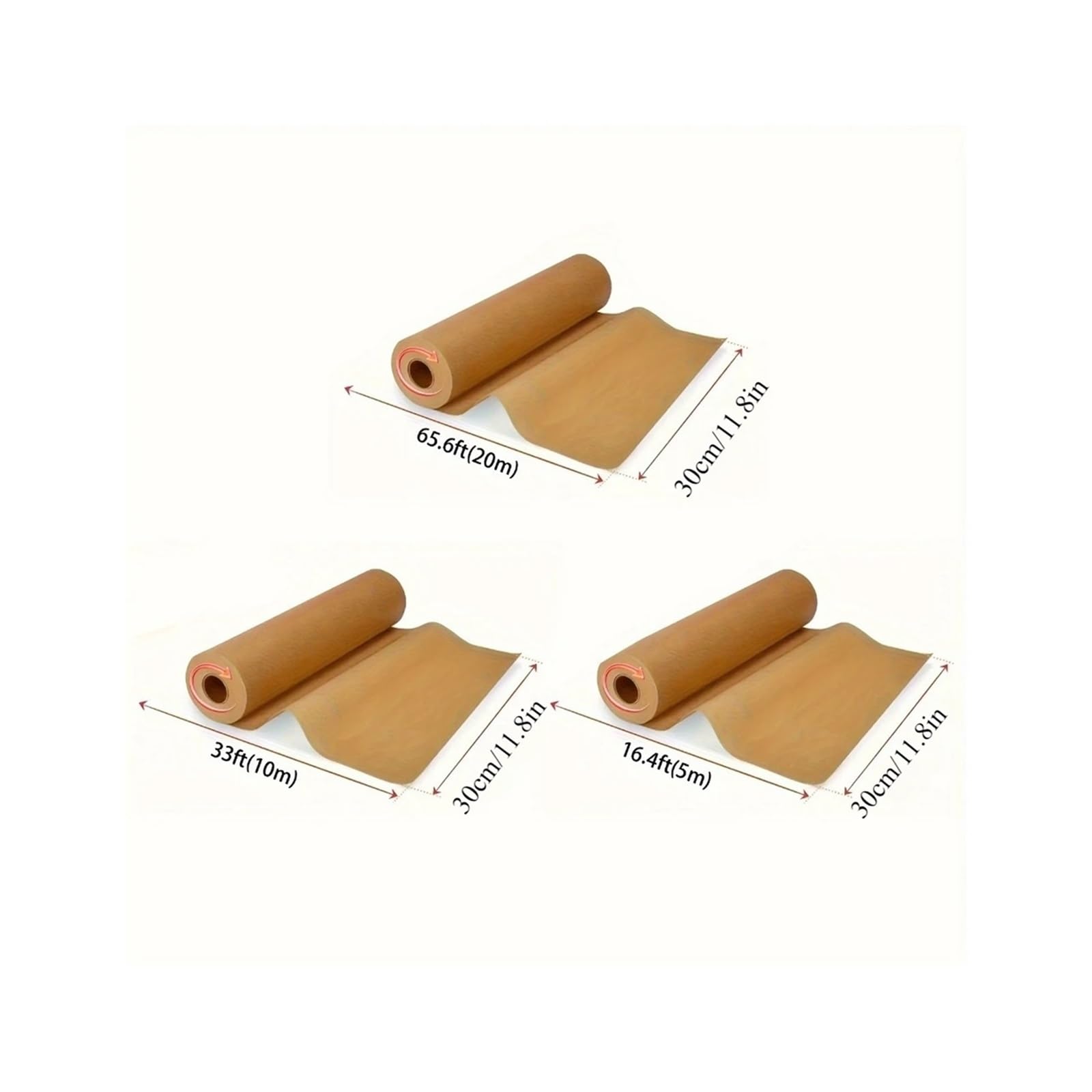 Feuilles de cuisson en papier parchemin 5/8/10/20 m, doublures prédécoupées antiadhésives(50m white)